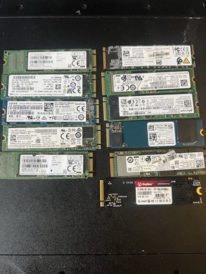 Lot of 11 Mixed Brands  256GB M.2 Internal SSD 6-NVME 5- SATA Used