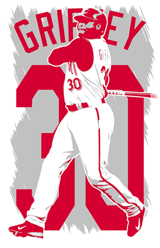 KEN GRIFFEY JR. art print/poster CINCINNATI REDS FREE S&H! JERSEY B2G2 - Picture 2 of 6