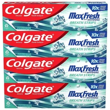 Max Fresh Whitening Toothpaste with Mini Strips, Clean Mint Toothpaste for Bad B