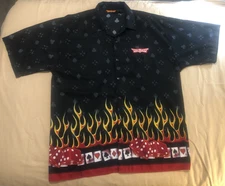 Discount Custom Apparel Mens' Short Sleeve Las Vegas Cards And Flames XXL