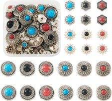 24 Sets Conchos for Leather Sunflower Decorative Rivets Studs 13-20Mm Turquoise