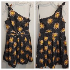 SALE New Trollied Dolly Small Knotted One Shoulder Sunflower Dress Retro Vintage