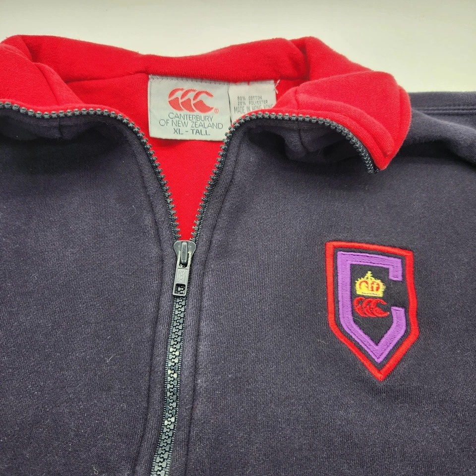 VTG Canterbury Of New Zealand Sweatshirt Men XLT Blue Pockets 1/4 Zip Pullover - Image 2 of 4