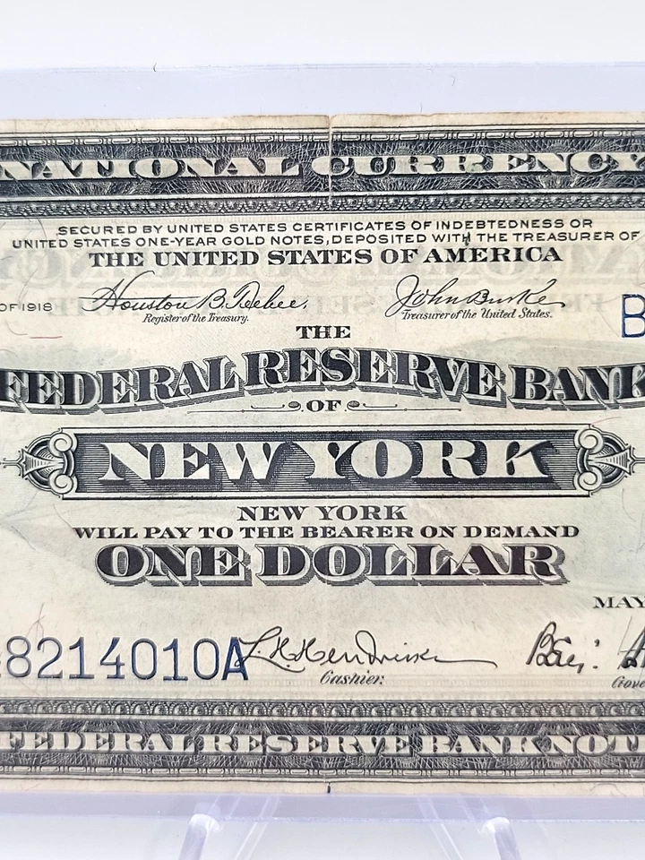 1918 $1 Federal Reserve Note of New York Large Note Lot.R28 - Image 4 of 4