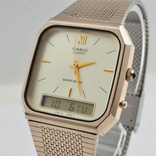 CASIO Casio Analog-Digital Square Watch Gold Working