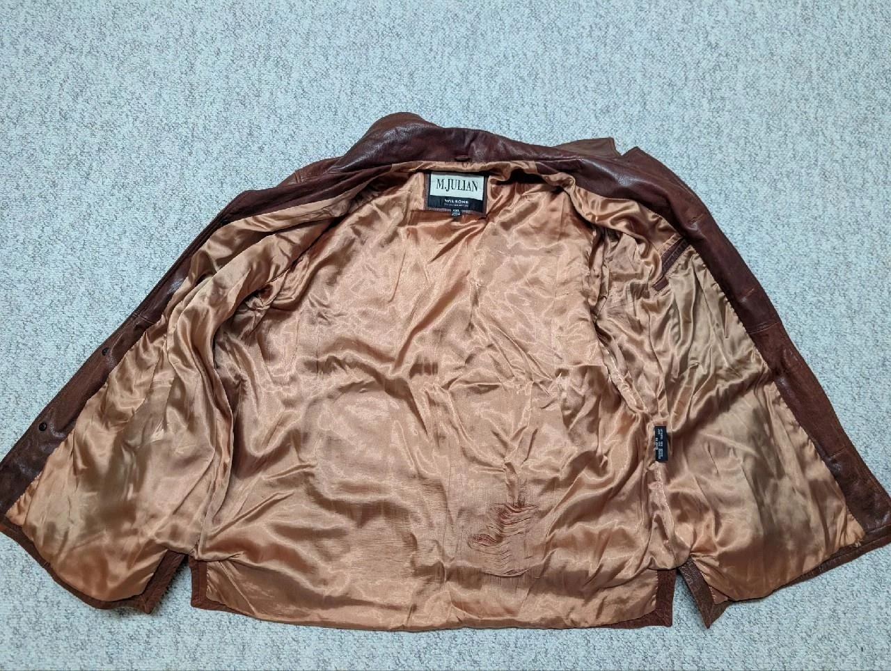 1990s vintage WILSONS leather coat 2XL brown PATINA broke-in Y2K distressed - product detail image 4
