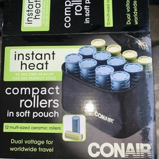 VTG Conair Instant Heat Compact Rollers Set 12 Ceramic Curlers HS28X Open Box