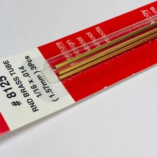 K&S 8125 Round Brass Tube 1/16" OD x 0.014t" x 12" (3)