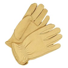 Leather Drivers Gloves, Shirred Slip-On Cuff, Keystone Thumb, Tan, XL, 1 PR
