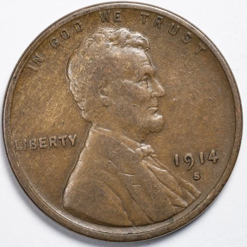 1914-S Lincoln Wheat Penny San Francisco Mint Fine (F)