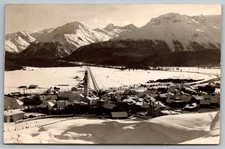 Samedan Engadin Switzerland Snowy Alpine Village 1959 Real Photo