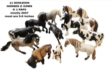 LOT OF 11 SCHLEICH HORSES & COWS With 1 PAPO