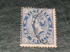 Victoria Australia 2/- Shillings QV Rose Paper Used. V over Crown Watermark