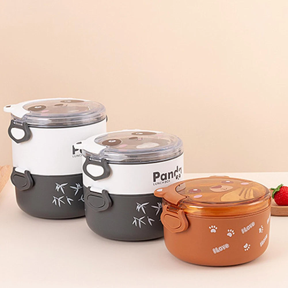 Lunch Box Container Cartoon Thermal Bento Box Stackable Leakproof Food Container