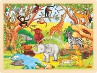 Einlegepuzzle Afrika Holzpuzzle 48 Teile Kinderpuzzle Rahmenpuzzle Tiere Neu