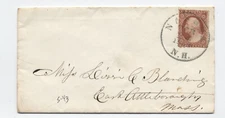 c1860 Nashua NH #25 3ct 1857 issue type 1 cover [h.5466]