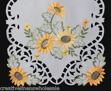 Spring Easter Summer Table Cloth Runner Placemat Sunflower Daisy Holiday White 