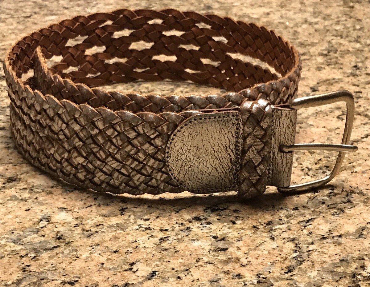 Linea Pelle wide waist belt | Size M Linea Pelle Woven Leather Belt Brass Buckle Rings 30-33  main image 3