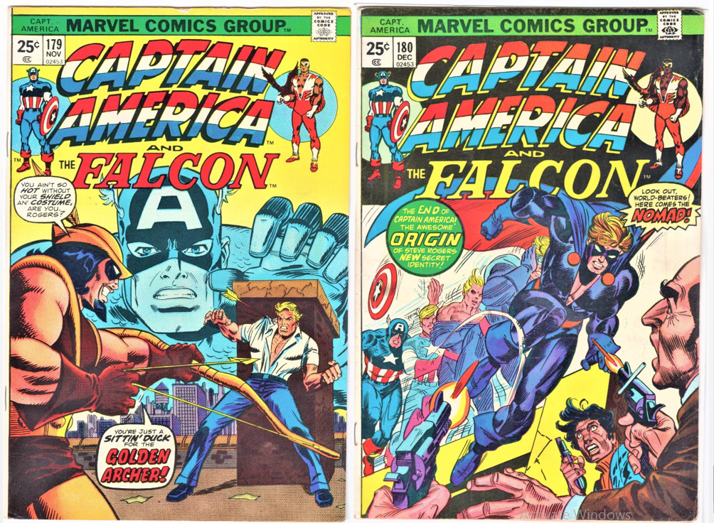 Captain America #179-180 (1974) 1st Nomad Steve Rodgers 2 BOOK Bronze Age LOT