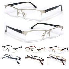 Man Women Metal Frame Semi Rimless Clear Lens Reading Glasses - 4 Color RE75