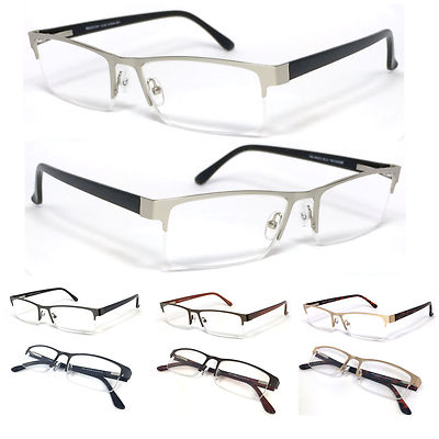 Man Women Metal Frame Semi Rimless Clear Lens Reading Glasses - 4 Color RE75
