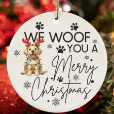 Merry Christmas Labrador Retriever Dog Woof Xmas Lover Ornament Gift Tree Decor