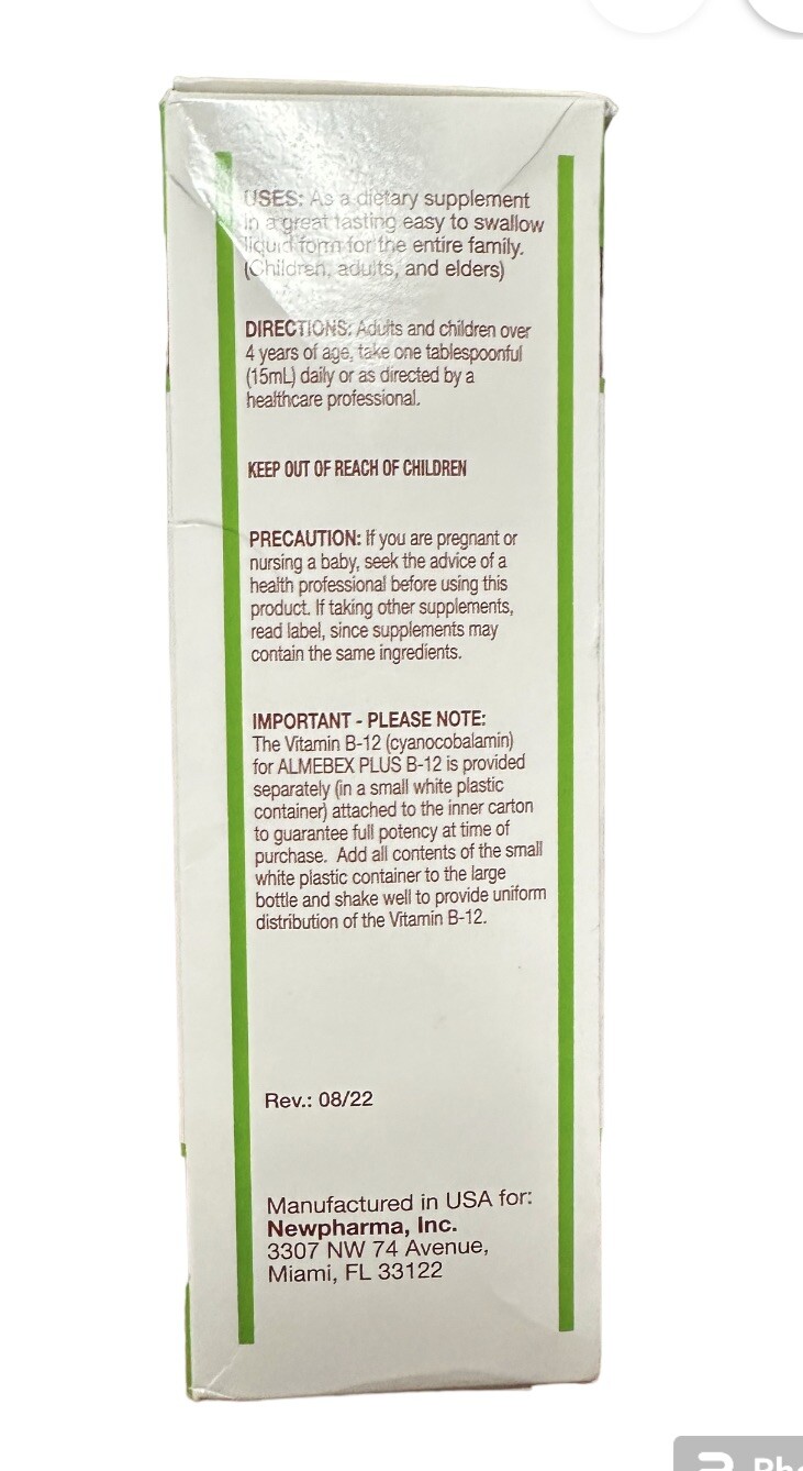 Almebex Plus B12 Liquid Vitamin Max Strength 8 oz 066 05/24 eBay
