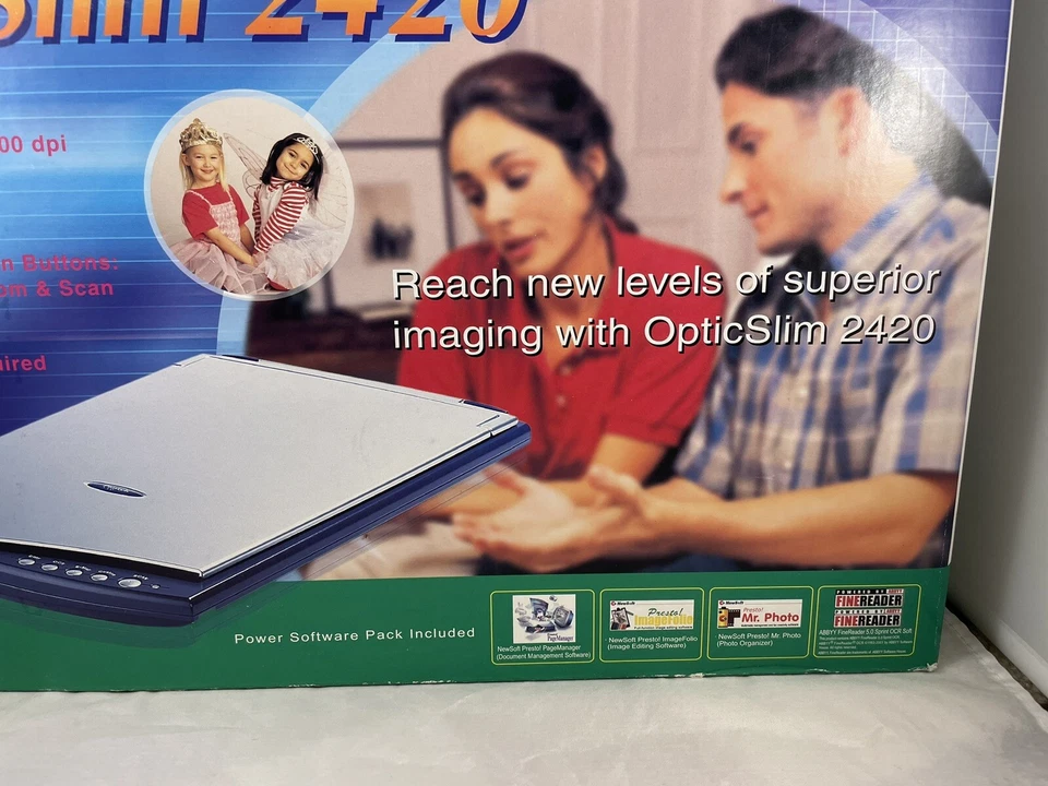 Plustek Opticslim 2420 CIS Color Flatbed Scanner 2004 NEW NOS - Image 3 of 4