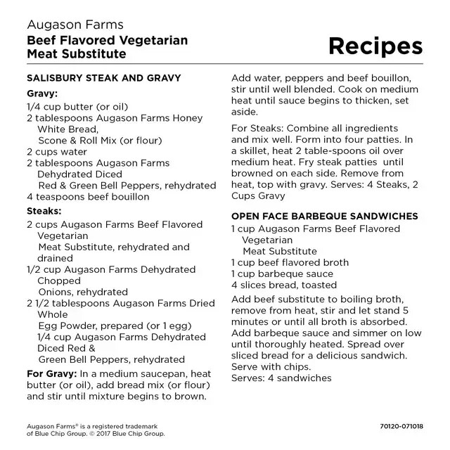 Augason Farms Beef Flavored Vegetarian Meat Substitute 2 lbs 5 oz No