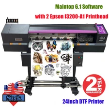 Dual Epson I3200-A1 24in DTF Printer with Maintop 6.1 Software 110V 3A 400W