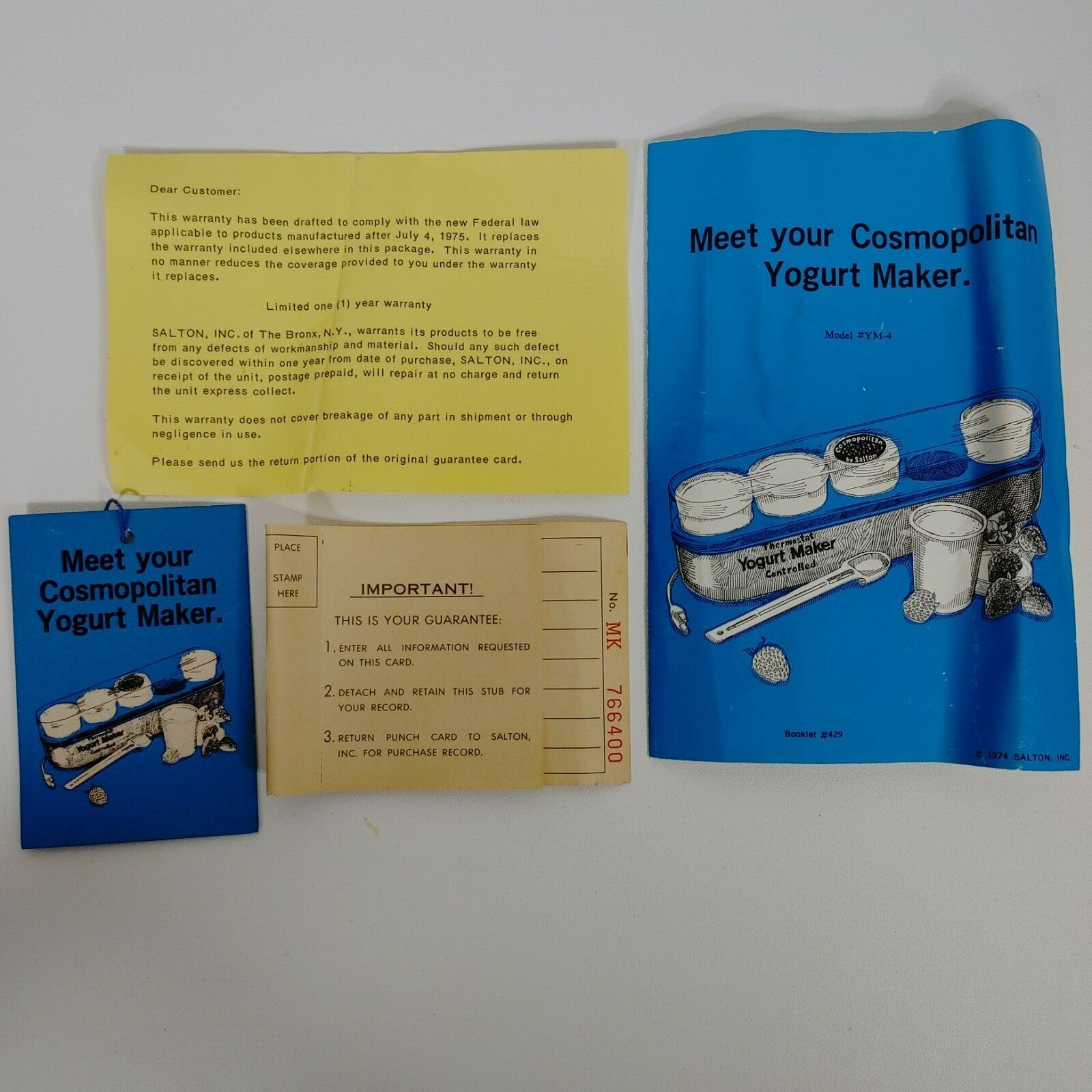 VINTAGE 1975 Salton Cosmopolitan Yogurt Maker YM4 Complete eBay