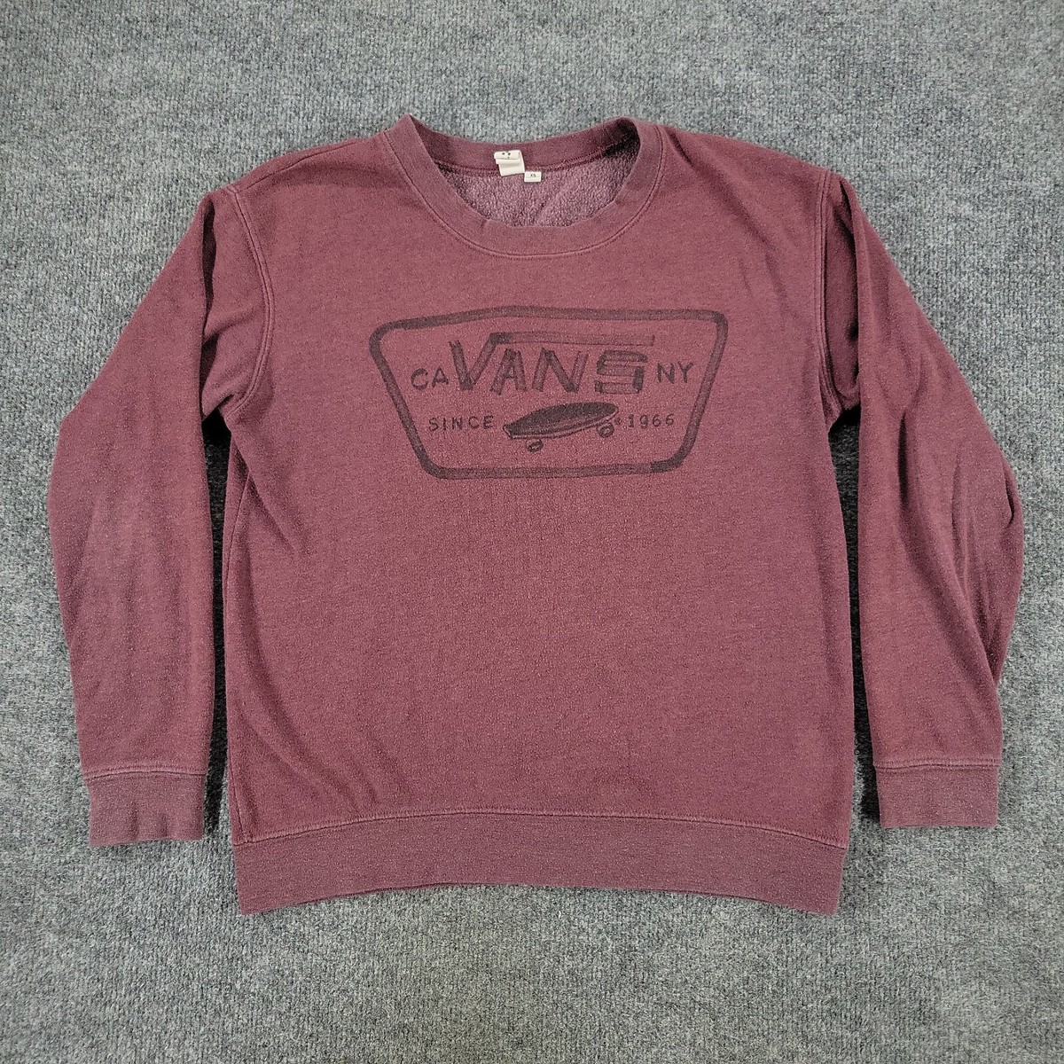 Vans Sweatshirt Women XS Red Burgundy Off The Wall Graphic Long