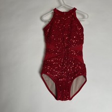Child Large Red Sequined Leotard Unbranded Competition Wear New