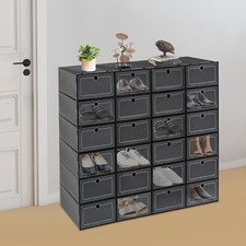 24 Pack Shoe Storage Boxes, Stackable Shoe Boxes, Shoe Storage Organizer NEW