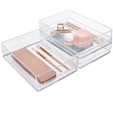 3piece Stackable Clear Drawer Organizer Set 9 X 6 X 2 Plastic Rectangle Trays