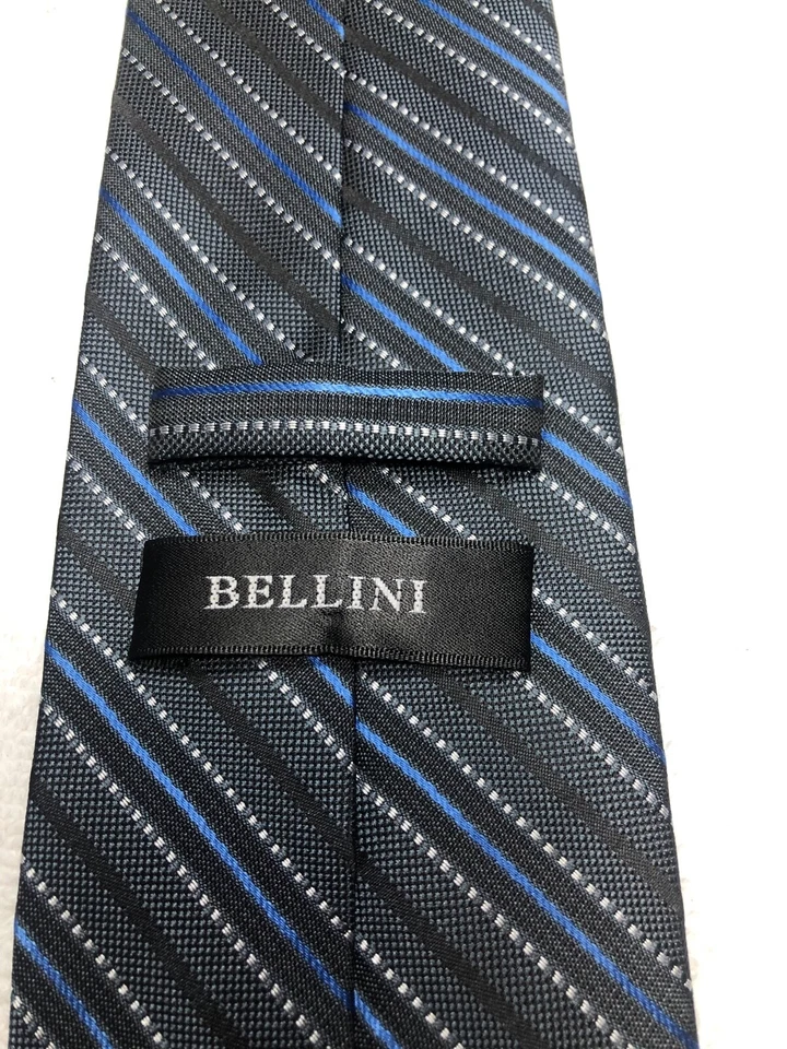 CORBATA BELLINI PARA HOMBRE GRIS CARBÓN CON RAYAS AZULES GRISES 3,5 X 60 Foto 4 de 4