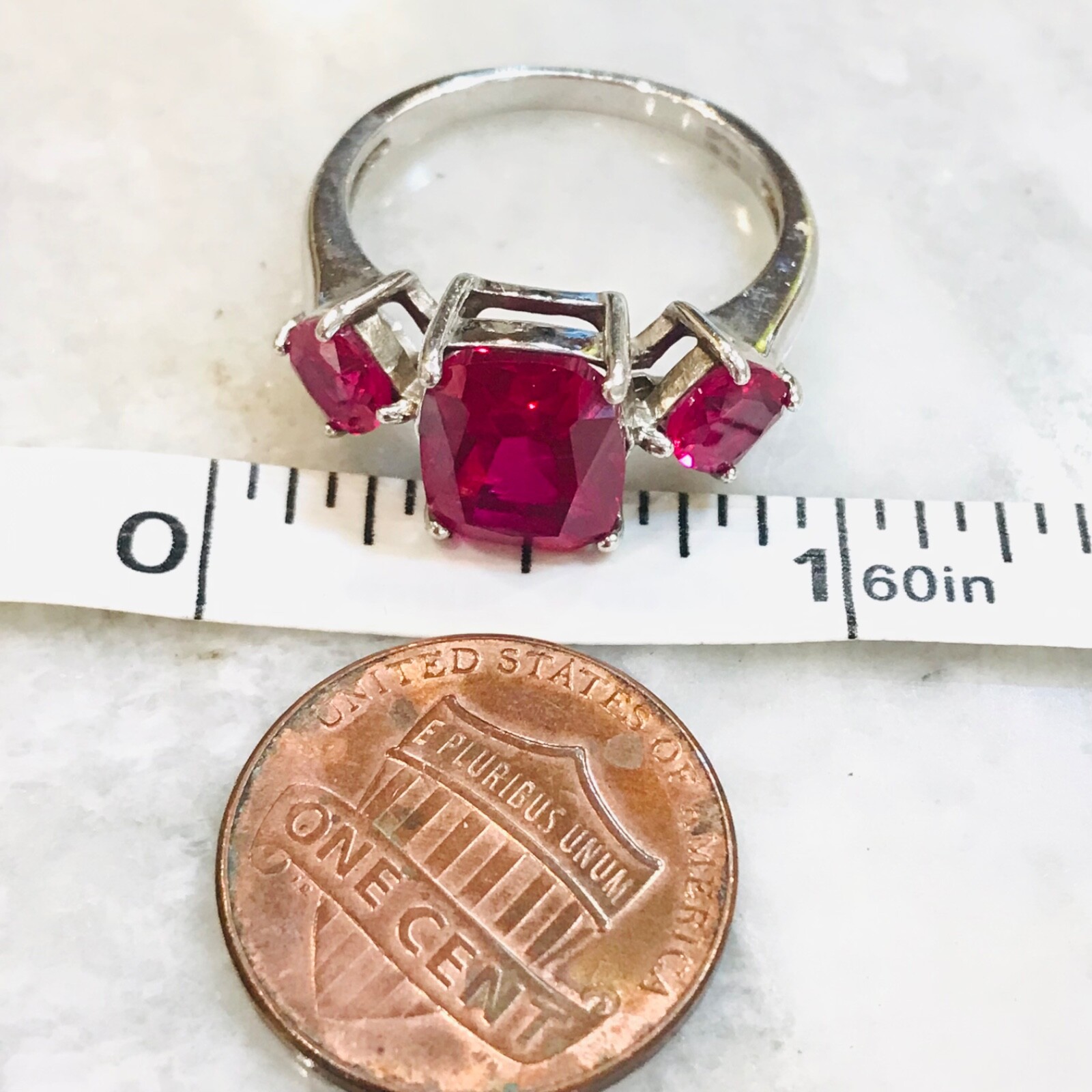 Ruby Ring 925 BBJ Sterling Silver 3 Red Statement… - image 4