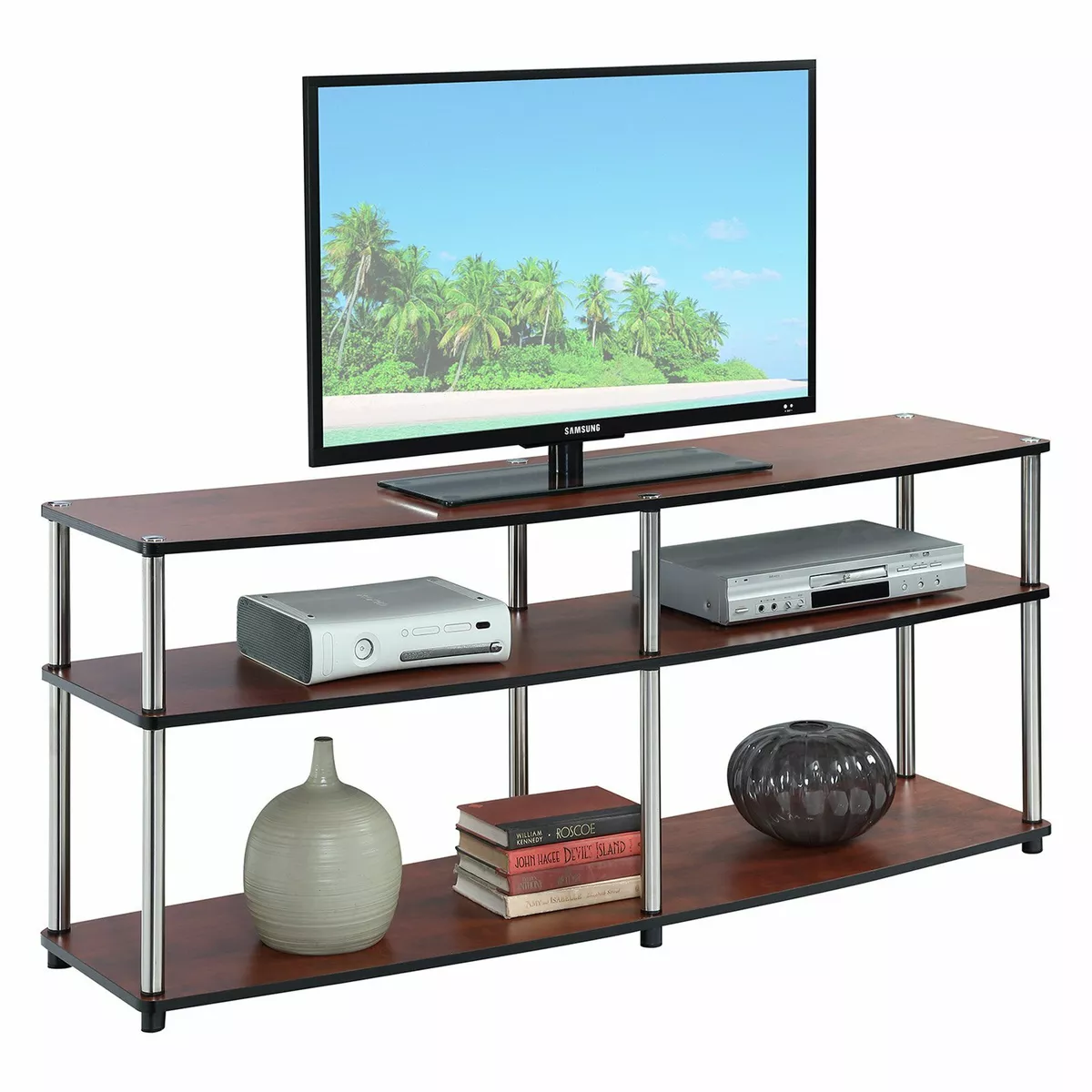 Wide TV Stand Entertainment Center Narrow With Storage For 65 inch TVs Bedroom