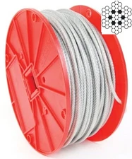 New Vinyl Coated Wire Rope Cable 1/8" - 3/16" 1000 Ft