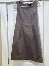 H&M Sleeveless Flared Knee Length Lined Dress Dusty Purple Cotton Stretch Zip 10