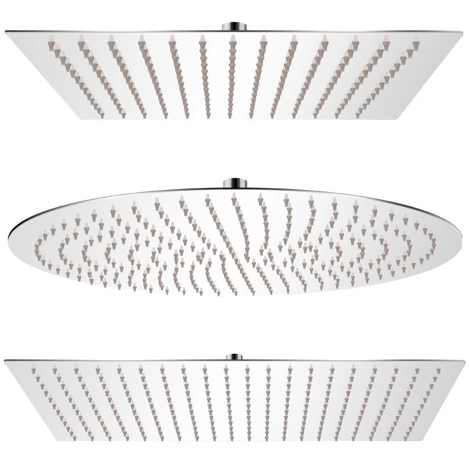 SOFFIONE DOCCIA BAGNO ACCIAIO INOX DESIGN ULTRA SLIM LUCIDO CROMATO SPECCHIO ROT