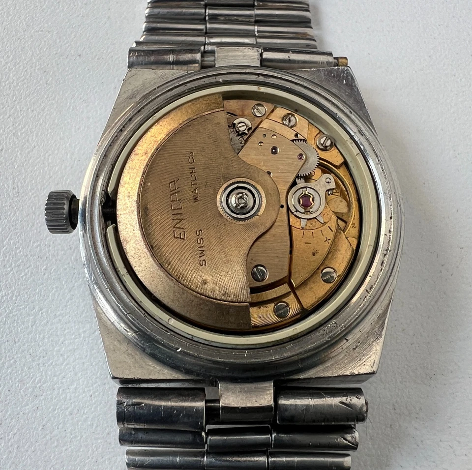 Reloj Automático Enicar DDG 190 Cal 1147 De Colección Para Hombre Esfera Azul Para Restaurar Foto 4 de 4