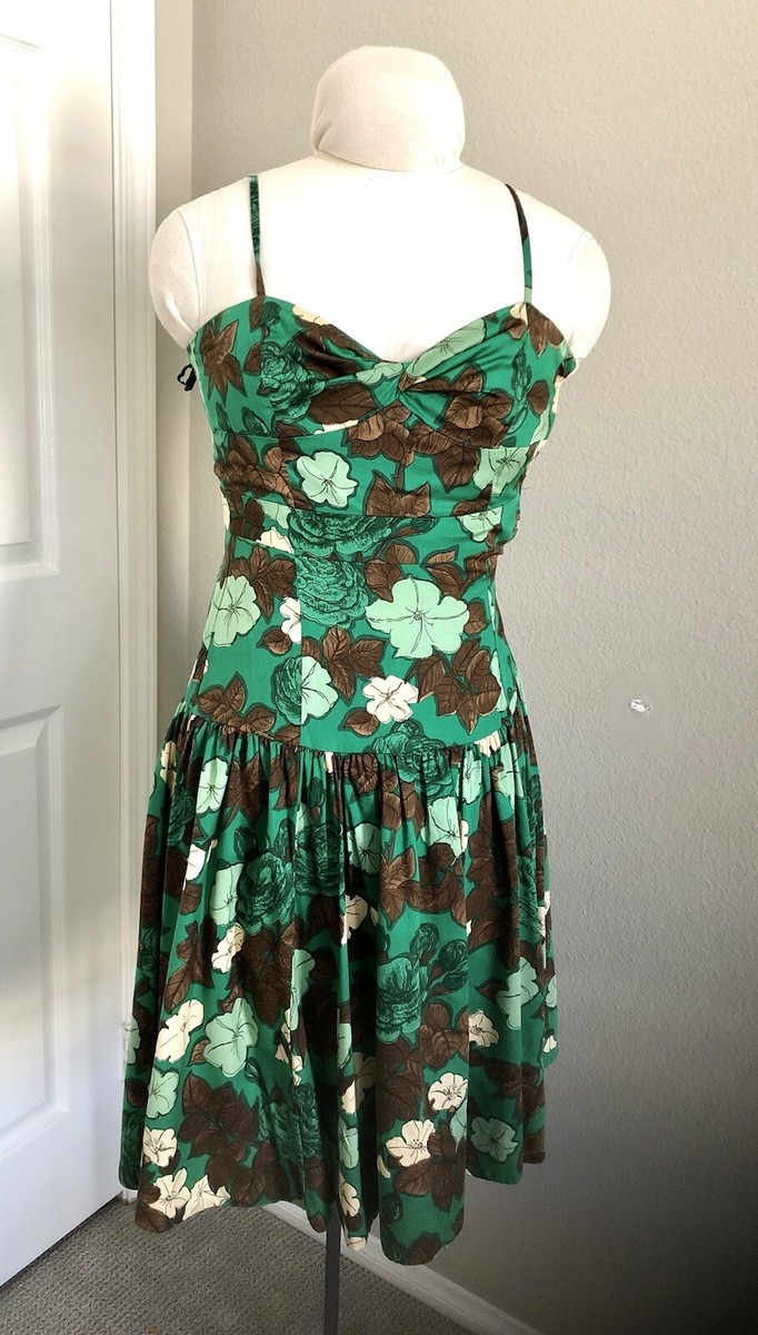 moulinette soeurs green dress anthropologie Moulinette Soeurs Sun Dress green Floral Print Sz 0
