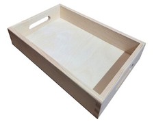 Vassoio in legno serve colazione con manici in legno non laccato 30 x 20 x 6 cm