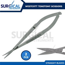 2 Pc Westcott Tenotomy Scissors 4.5" Straight Stainless Eye Surgical Instruments
