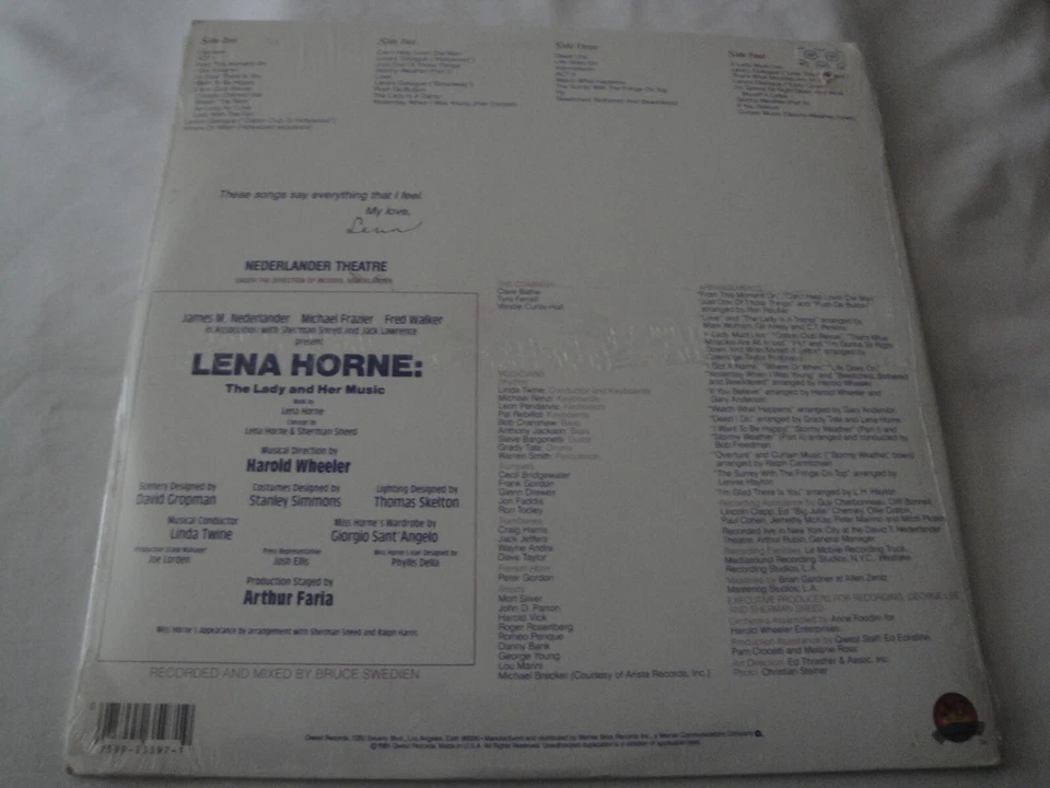 Lena Horne - Lena Horne: The Lady And Her Music (Live On Broadway) VINYL LP NEW - Image 2 of 2
