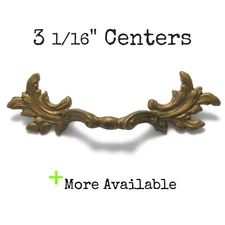 Vintage French Provincial Drawer Pull 3 1/16" Centers A119 Brass Paint Handle Q3