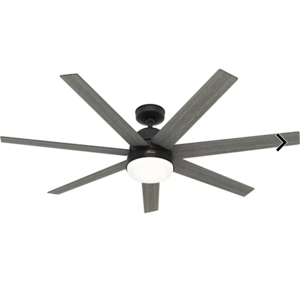 Ventilador de techo Hunter 60" negro mate 7 aspas luz LED control de pared