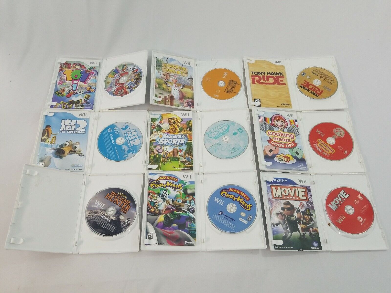 9 Wii Games Crazy Karts, Big Game Hunter, Summer Sports, Cook Off, Ride,  Ice Age