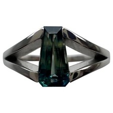 ITSIT Bi Colour Green Blue Australian Sapphire Fancy Cut 18k White Gold Ring